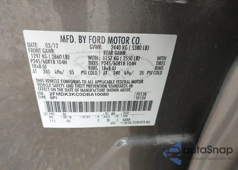 2013 Ford Edge Limited z USA, uszkodzony, nr VIN 2FMDK3KC0DBA10080